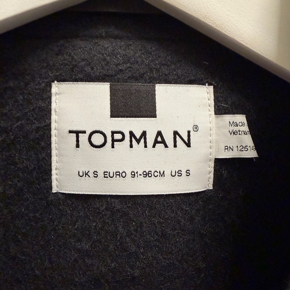 Topman Black Wool Blend Coat topcoat - Picture 3 of 4